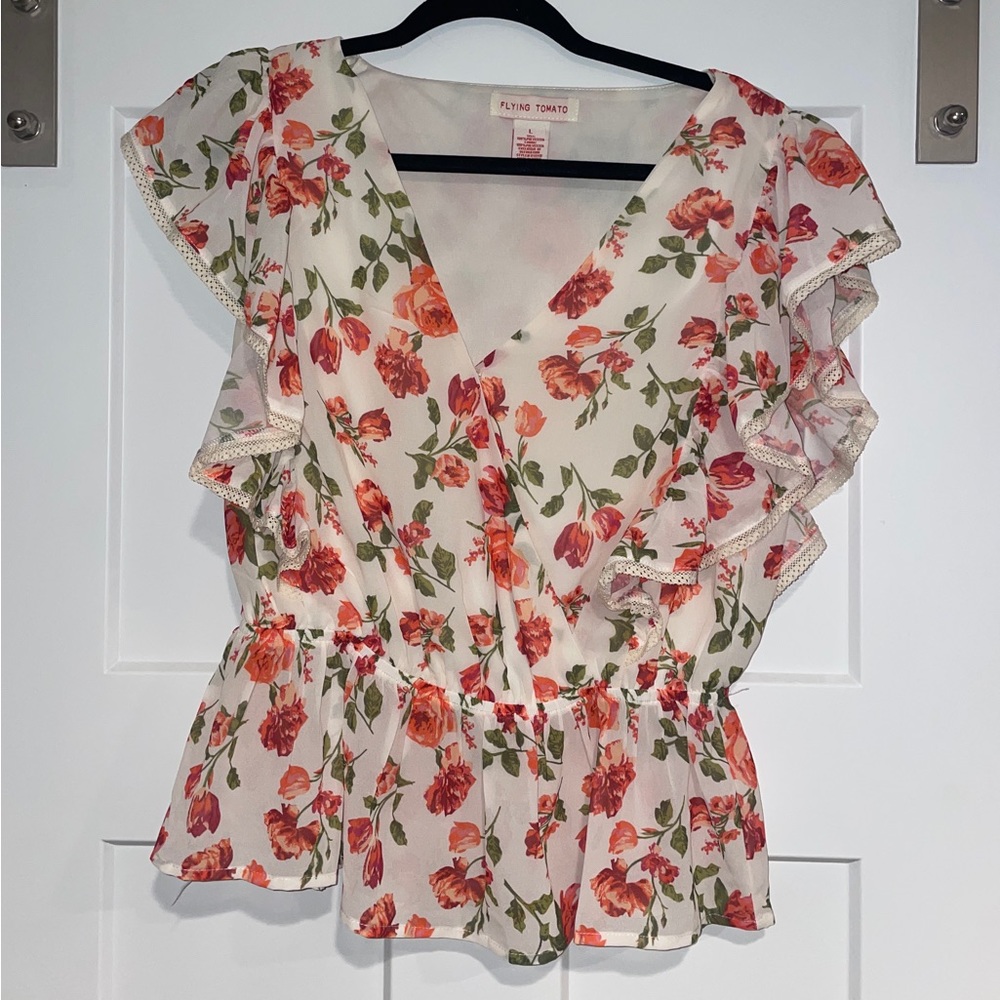 Peplum floral print top